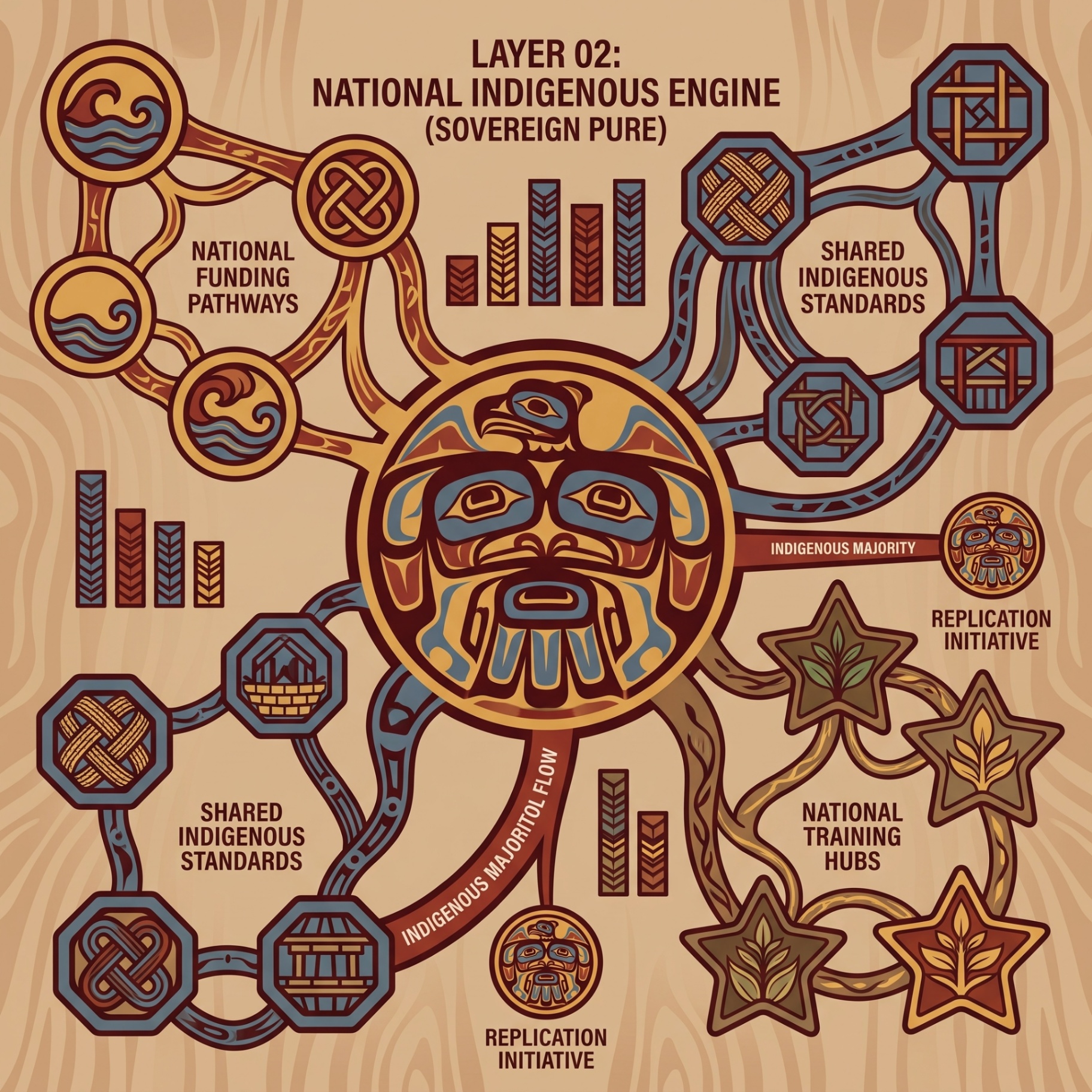 Layer 02: National Indigenous Engine - decision flow and value distribution